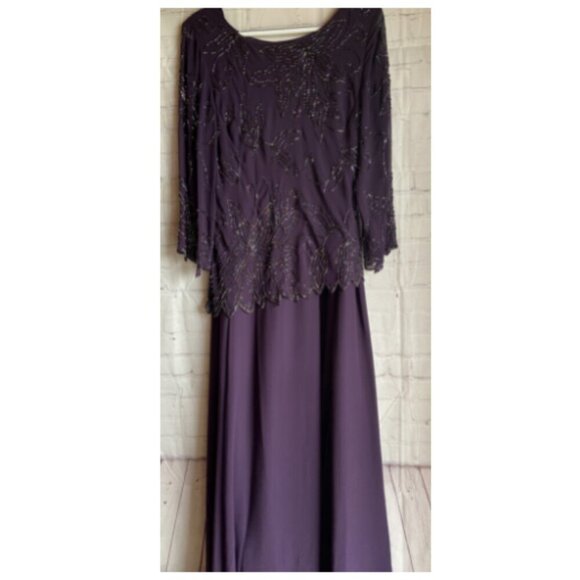 **J Kara** Women's Boat Neck Asymmetrical Beaded Dress 12 NWT - Picture 3 of 6